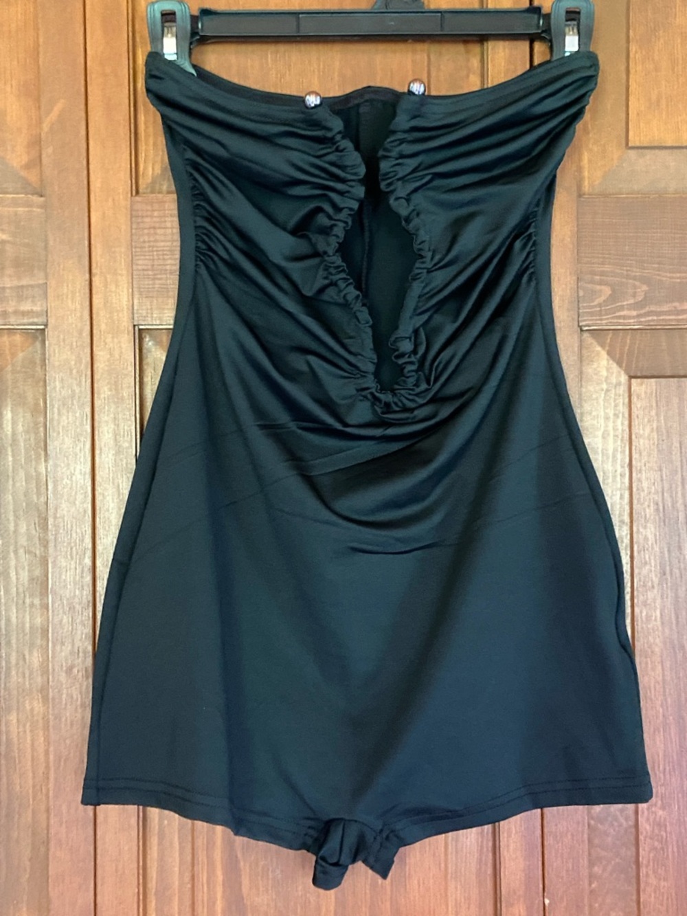 Avante Gard Black Strapless Romper w/Silver Chest Piece